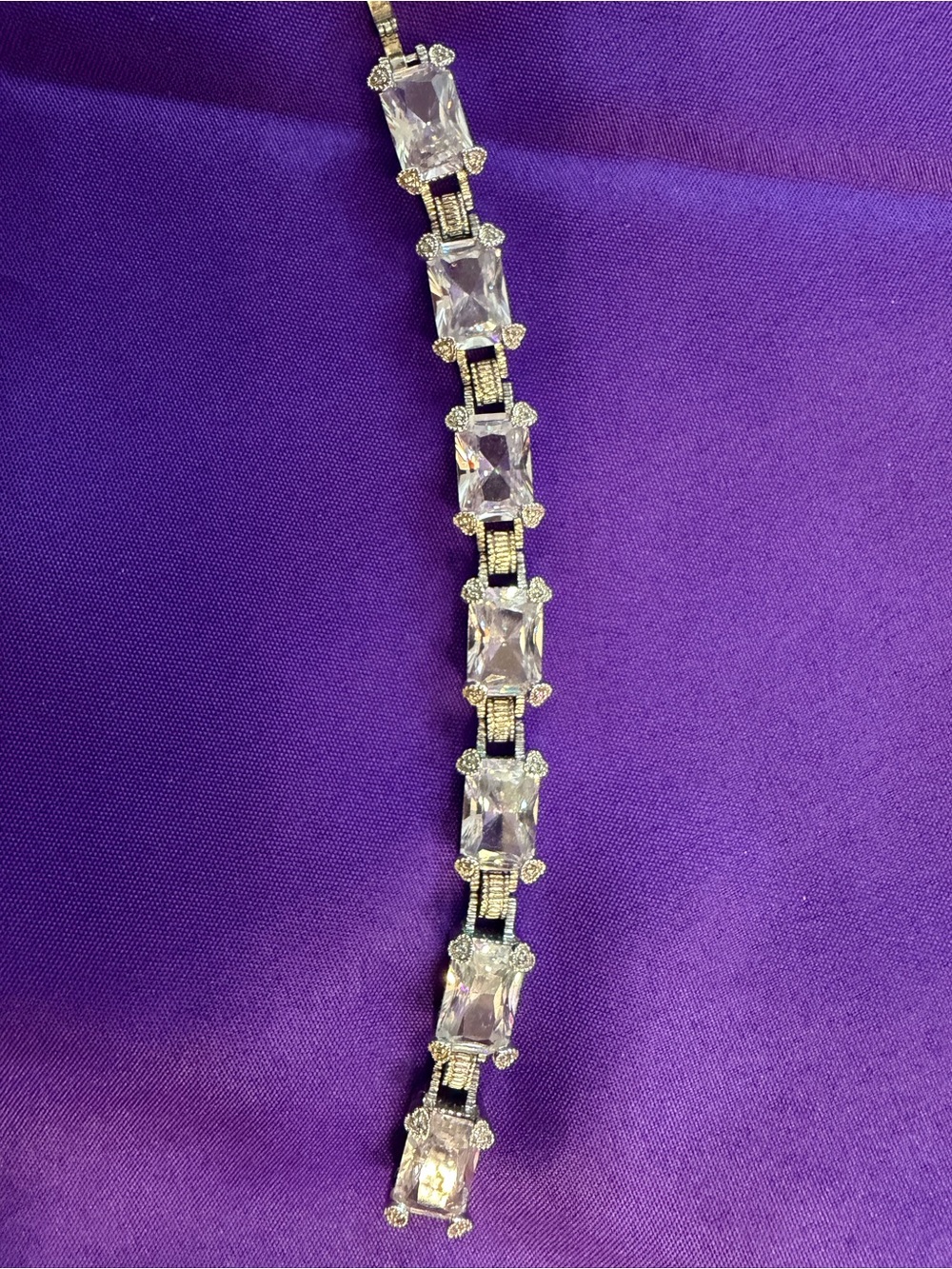 Park Lane Clear Crystal Emerald Cut Silver Statement Bracelet